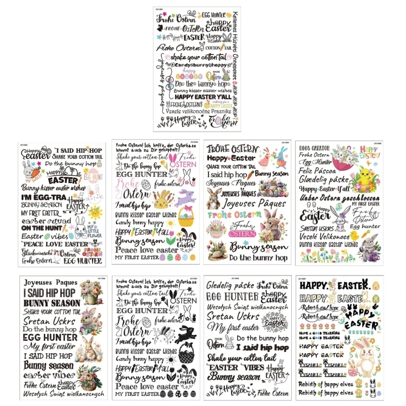 

Easter Theme Water Transfer Stickers Greeting Words Film Charm Designs