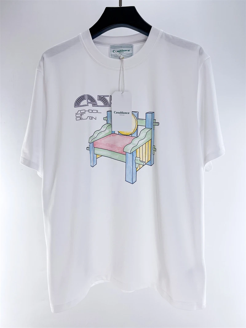

Top Version Chair Printing Casablanca T Shirts Men Women Short Sleeve T-Shirts Top Tees