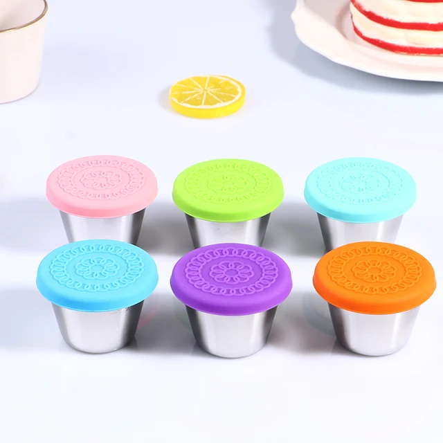 Small Condiment Containers With Lids Leakproof Reusable Stainless Steel  Dipping Sauce Cups With Silicone Lids Salad Dressing Box - AliExpress