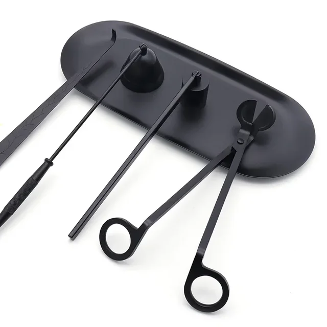 Herramienta de extintor de velas de Metal negro, tijeras de recorte de mecha de vela, gancho, bandeja de vela, herramienta de enfermería - Image 2