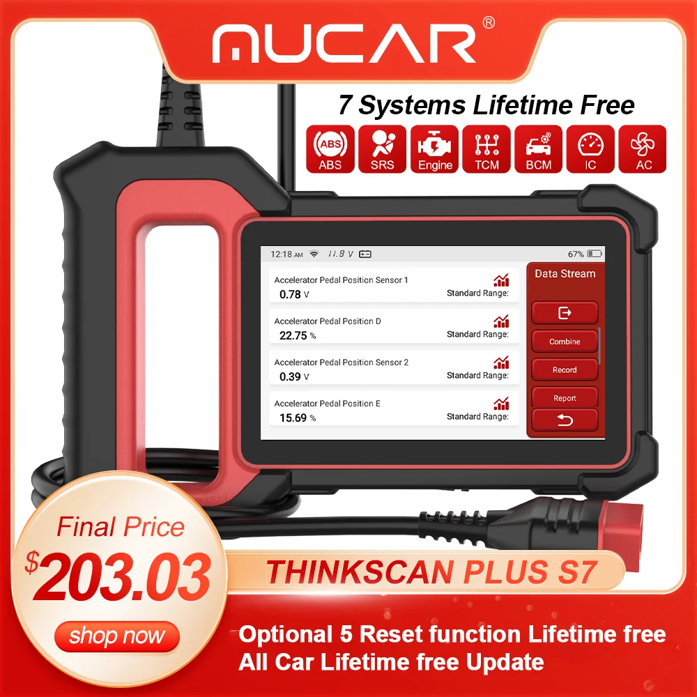 Thinkscan Plus S7 OBD2 Diagnostic Tools Transmission /ABS/SRS/AC/IC