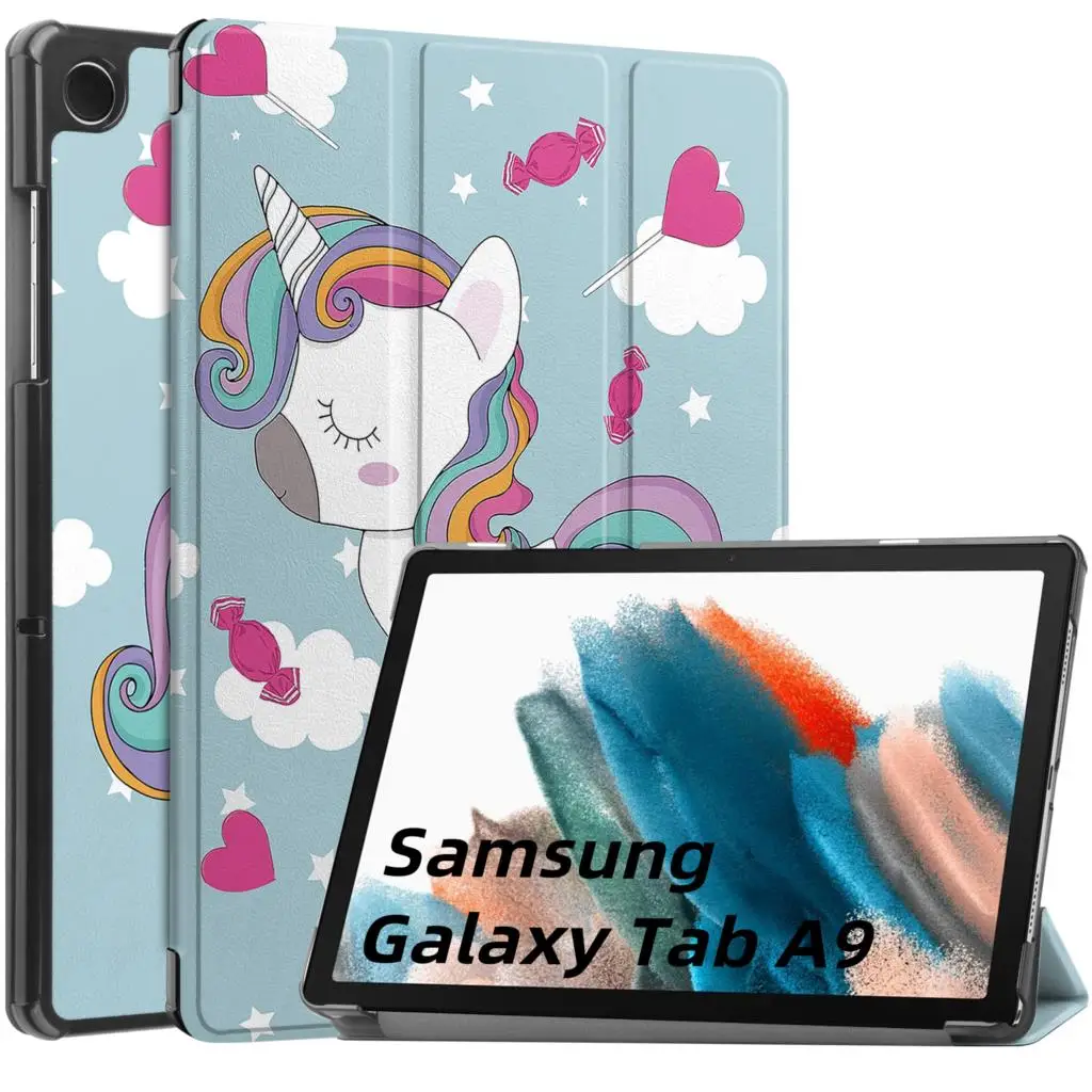 삼성 갤럭시 탭 A9 SM-X110 SM-X115 X117 PU 플립 스탠드 커버, 탭 A9 플러스 2023 11 인치 인쇄 태블릿 케이스, 8.7 인치