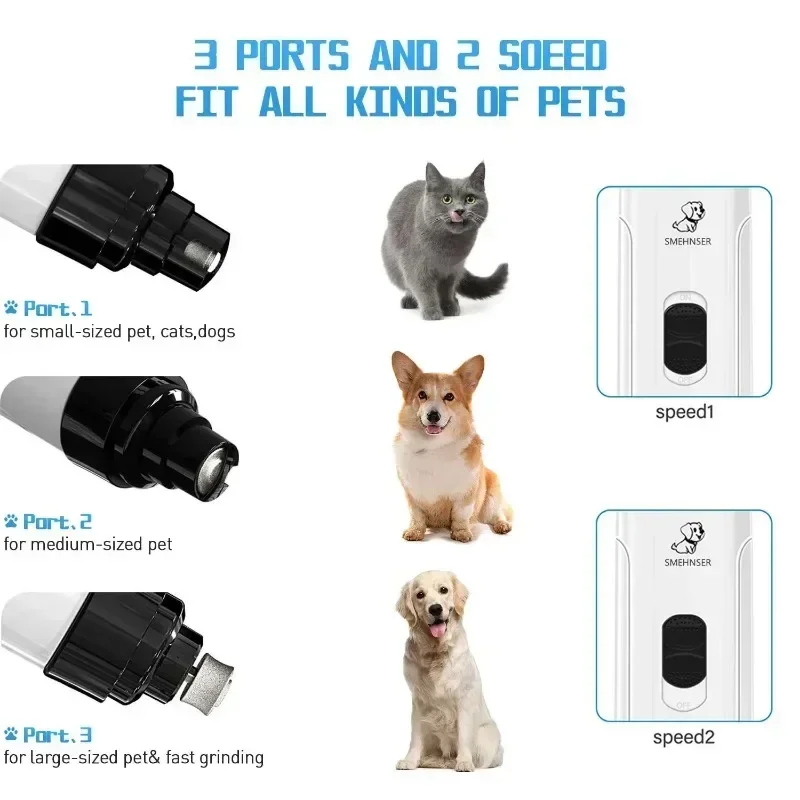 Pet Nail Grinder USB Rechargeable Dog Electric Nail Clipper Cat Claw Beauty Grinder Silent Pet Clipper Beauty Trimming Tool