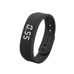 Waterproof LED Smart Wristband with Pedometer and Vibration Alarm (Black)