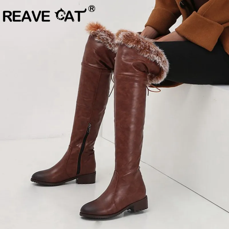 Knee High Fur Topped Boots Knee High Boots Long Fur Lined Boots