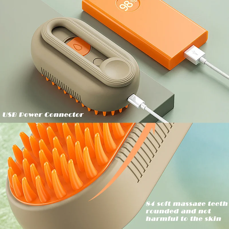 Dog And Cat Massage Brush Hair Removal Beauty Steam Comb 3-In-1 Electric Spray Grooming Anti-Splashing Pet Supplies