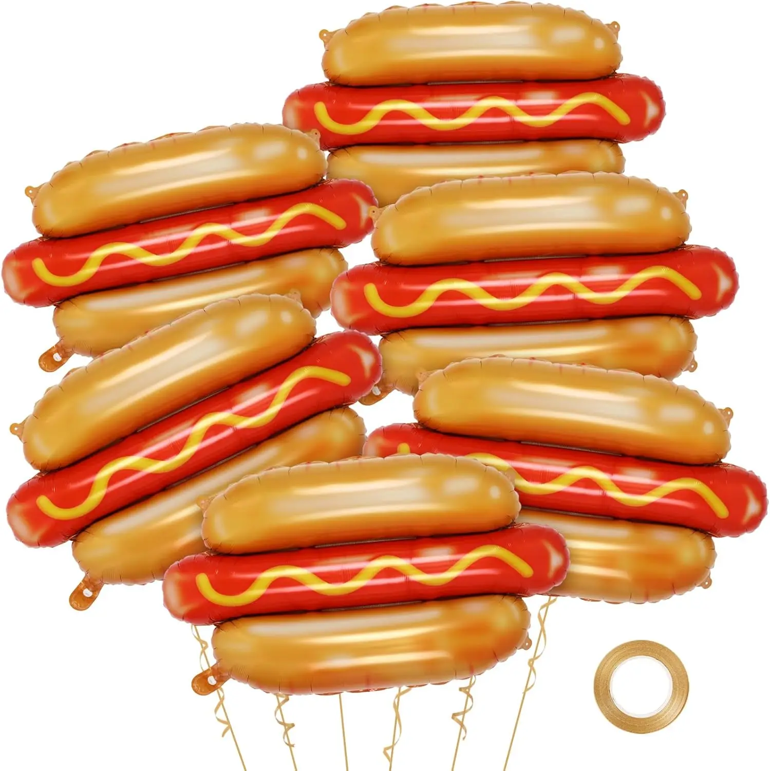 6 Stück Riesige Hot Dog Ballons, Lebensmittel-Folienballons für Picknick Snacks BBQ Party Ballon Picknick-Themenballon für Geburtstag Essen Snacks – Detail 2