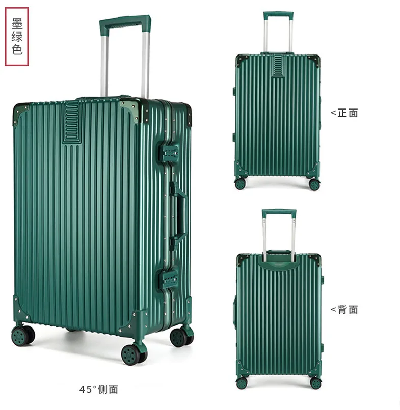 PLUENLI Super Light and Large Capacity Trolley Case Luggage Multi-Function Cup Holder Travel Password SuitRetro Aluminum Frame