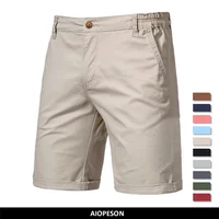 2021 New Summer 100% Cotton Solid Shorts Men High Quality Casual Business Social Elastic Waist Men Shorts 10 Colors Beach Shorts 1