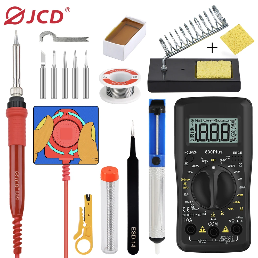 

JCD 60W ADJ99 Soldering Iron Kit 110V/220V Large Knob Easy Adjustable Temperature for cell-phone BGA IC Repair Welding Tools