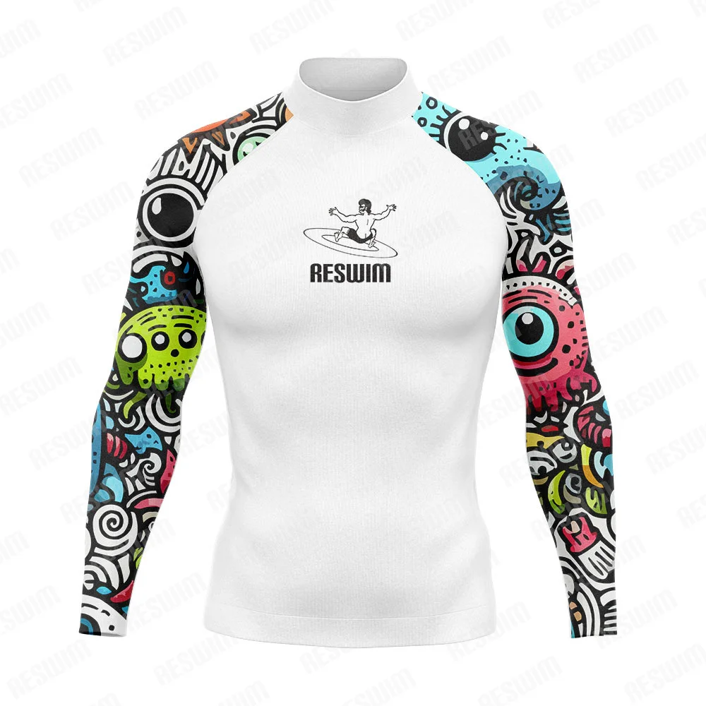 Men's Long Sleeve Rash Guard Swim Shirt Uv Sun Protetion Swimsuit Surfing Diving T-shirt Basic Skin Suit Tops Swimming Rashguard