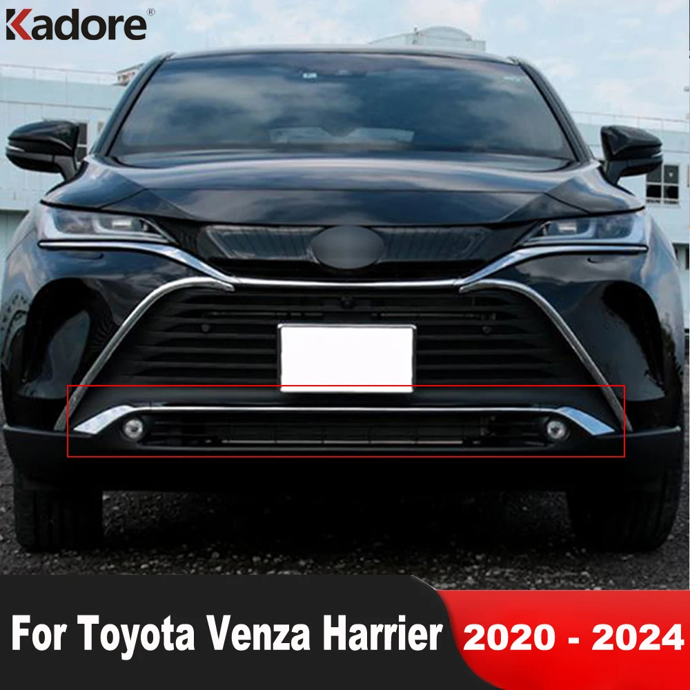 

Front Bumper Bottom Cover Trim For Toyota Venza Harrier 2020 2021 2022 2023 2024 Chrome Car Lower Grille Grill Strip Accessories