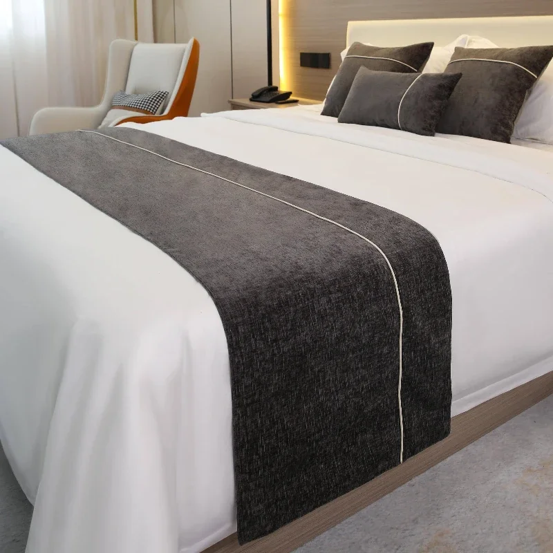 Solid Bedspreads Bed Runner Double Layer Bed Flag Throw Bedding Single Queen King Cover Towel Home Hotel Decorations Bedding