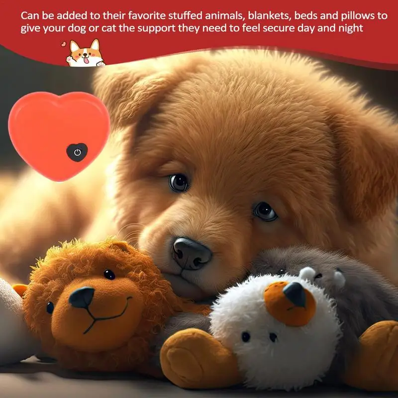 Plush Toy Heartbeat Simulator Pet Snuggle Stress Relief Sleeping Aid Realistic Heartbeat Toy for Puppy Behavioral Training Toys