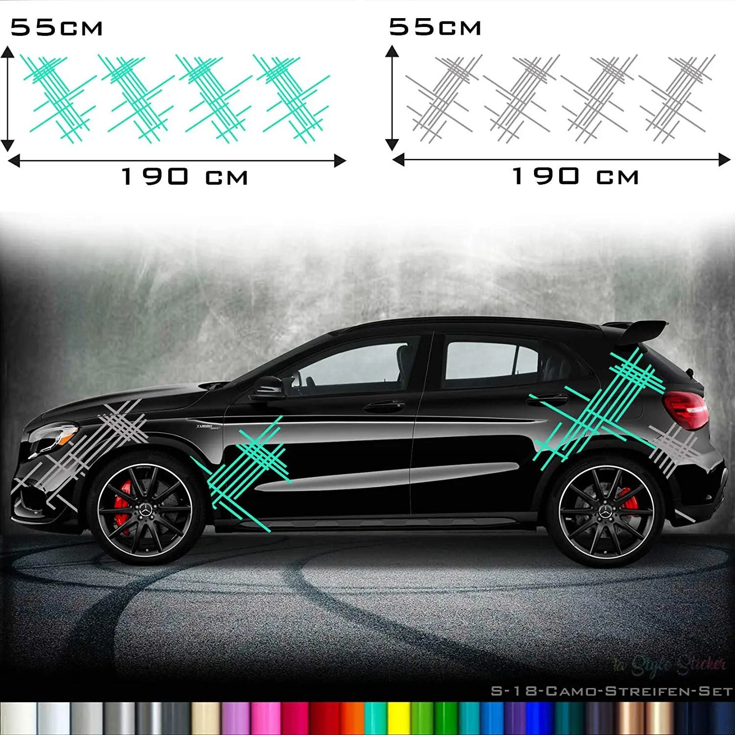 

Car Camouflage Sticker Set Stripes Boxes Cyber Pixel Autotattoo Car-Style Sticker Hexa Matrix Look Stance S18