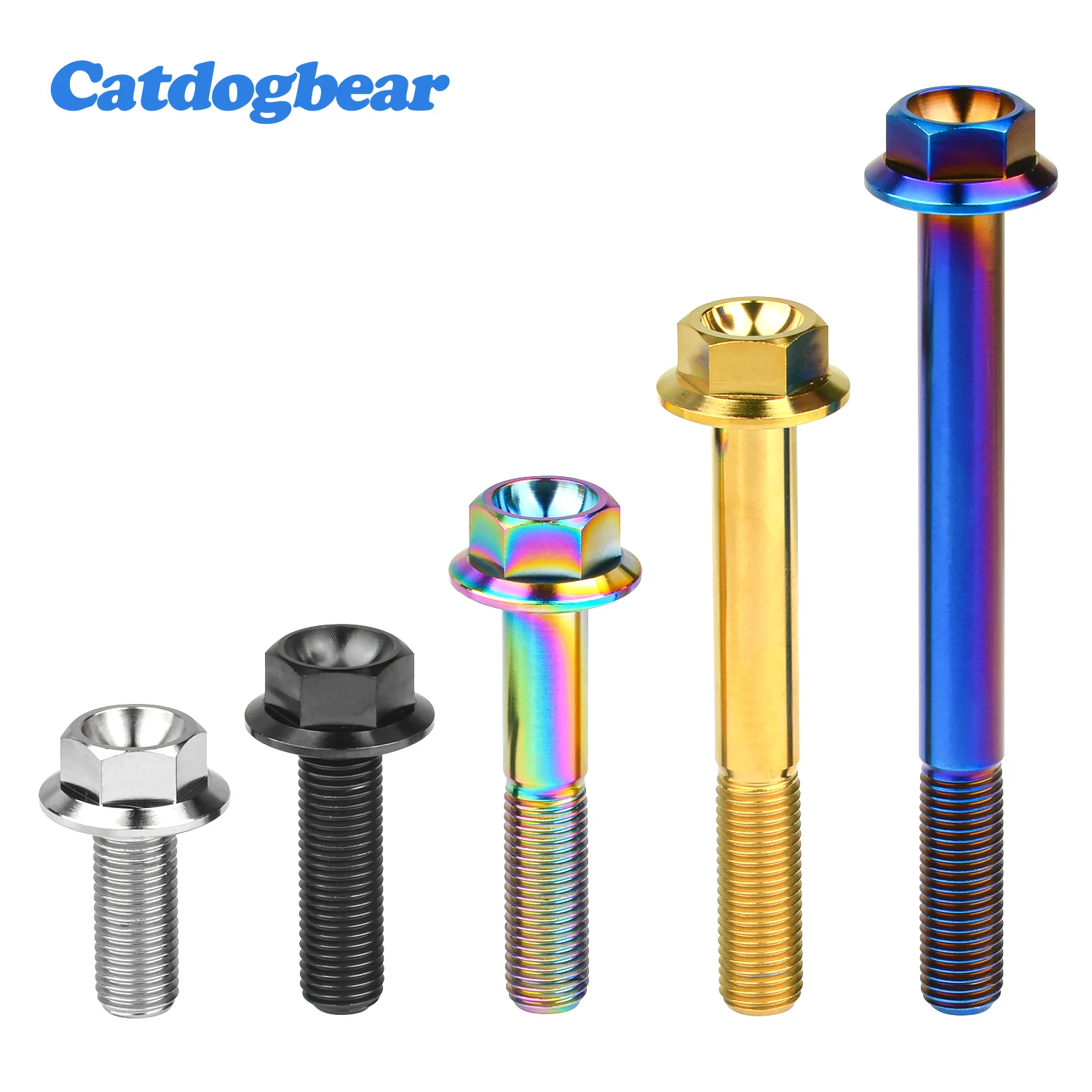Catdogbear Pcs M10x20 25 30 35 40 45 50 55 60 65 70 75 80 100 Milímetros P1.25 mm Titanium Parafuso da Flange do Hex Cabeça