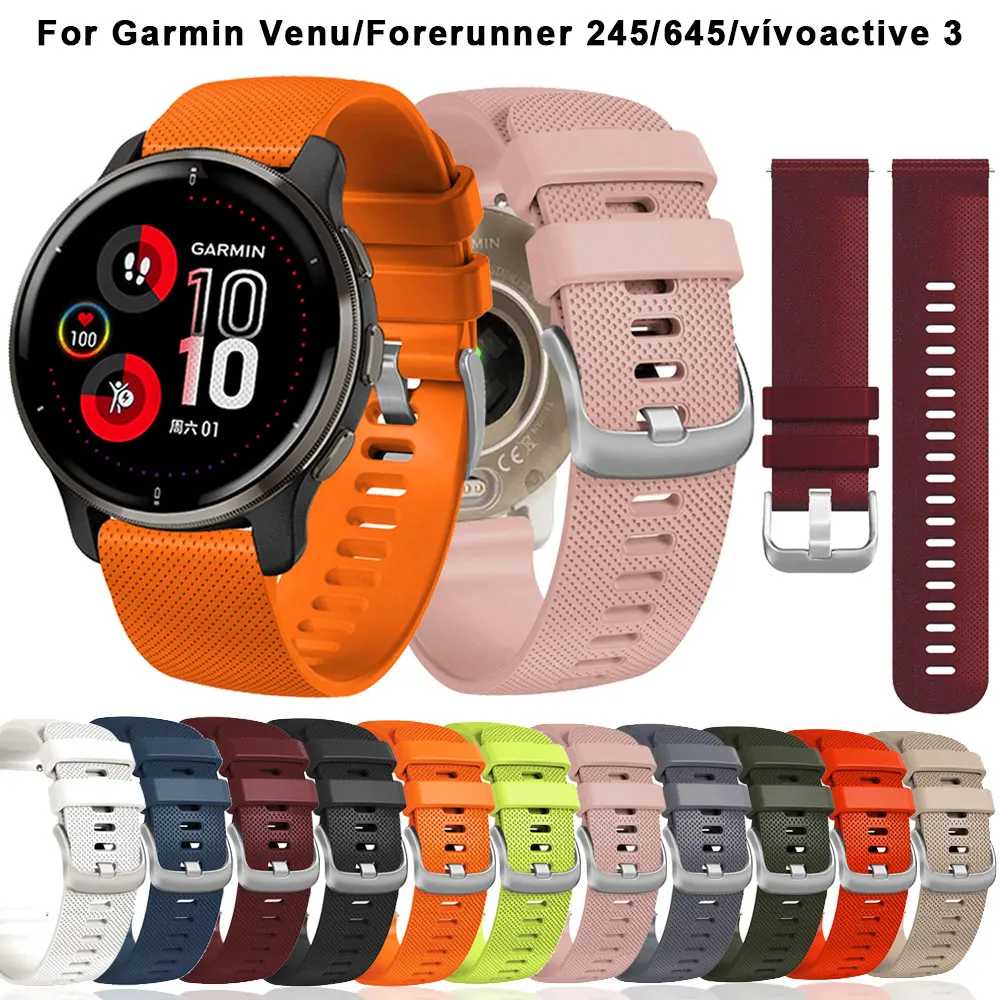 20mm Watch Band Wrist Strap for Garmin Venu Sq/Garminmove 3/Forerunner 245  645