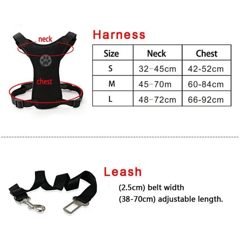 Dog harness 1pcs Breathable Mesh Leash With Adjustable Straps Car Automotive Seat Safety Belt Dog Chest Straps dog leash dog safety belt pet accessories