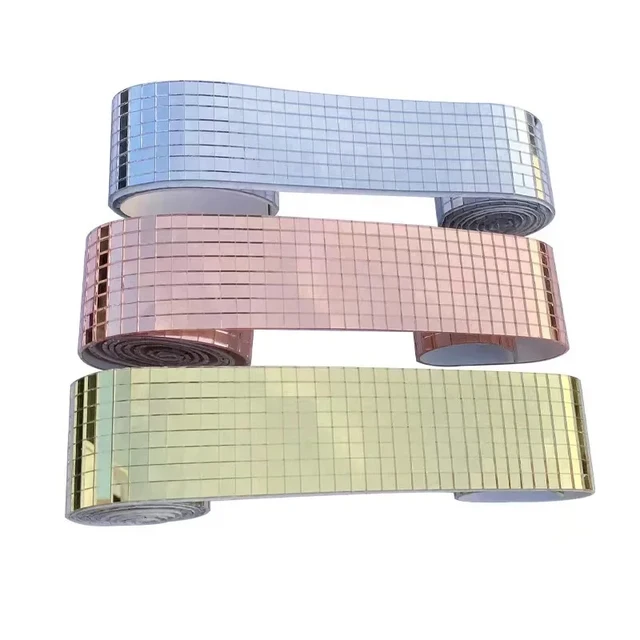 4x100 cm créatif bricolage verre miroir autocollants mosaïque verre auto-adhésif miroir stickers muraux 3D fond mur miroir décoration 3