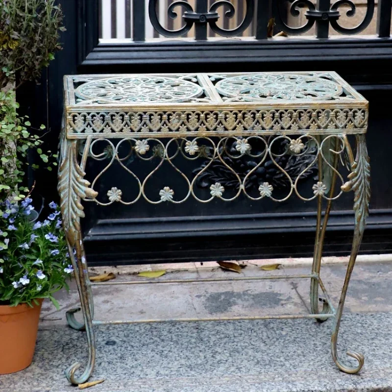 Garden Courtyard Flower Table Do Old Craft Shelf Decoration Ironwork Plant Stand Exquisite Hollowed Out Indoor Garden Decoration
