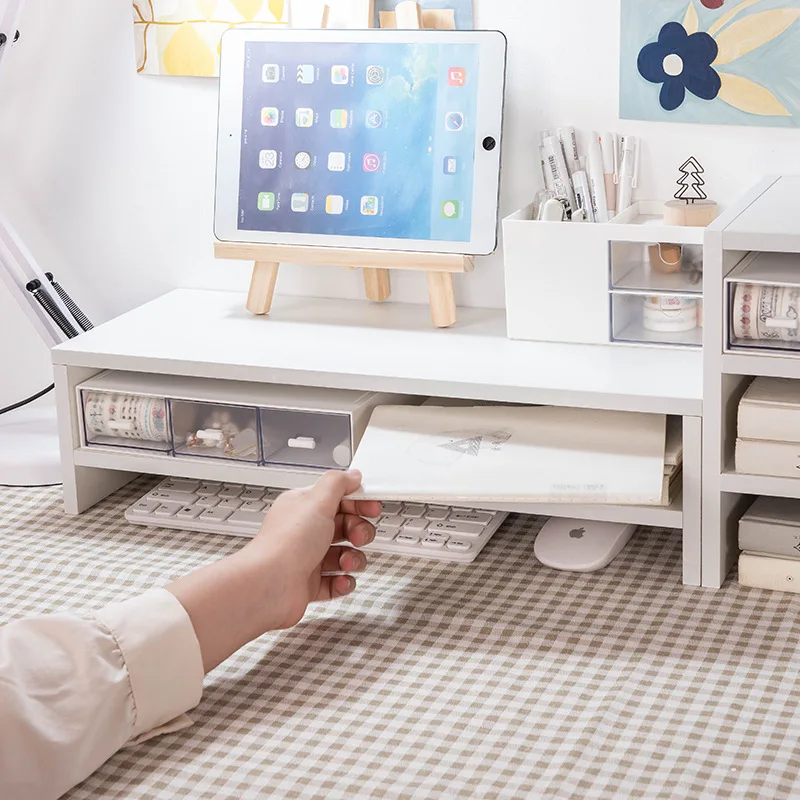 

Desktop Multi Shelf Office Desk Storage Shelf Bookshelf Dormitory Bed Elevated Shelf Desk Storage Box Desk Organizers Home