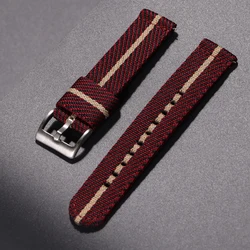 Washable Elastic Nylon Outdoor Watchband Strap, 20mm/22mm Adjustable Bracelet - 22mm (Red yellow)