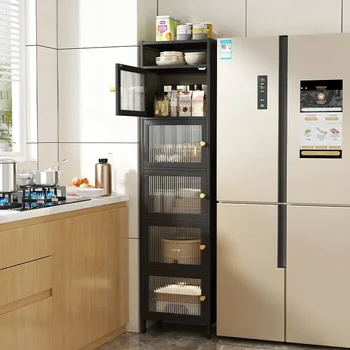 ตู้เก็บของ,ตู้เก็บของในครัวสีขาวสูงพร้อม 2 ประตูและชั้นวางแบบปรับได้,ตู้ไซด์บอร์ดตู้เก็บของแบบอิสระ 1