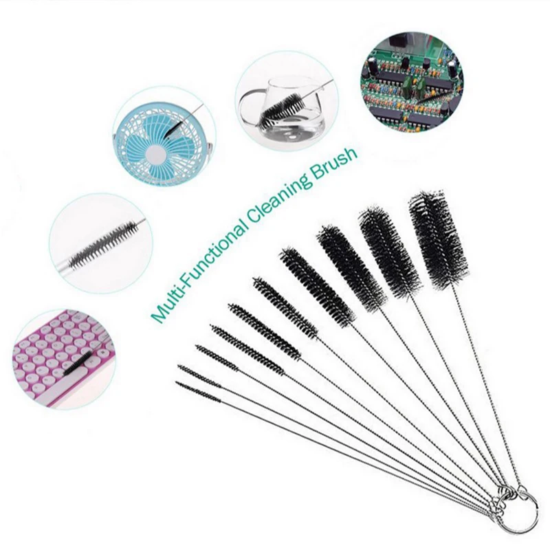 

10Pcs/Set Stainless Steel Pipe Cleaner Nozzle Brush Home Pipe Brush Cleaning Brush Bottle Brush Shower Cleaning Round