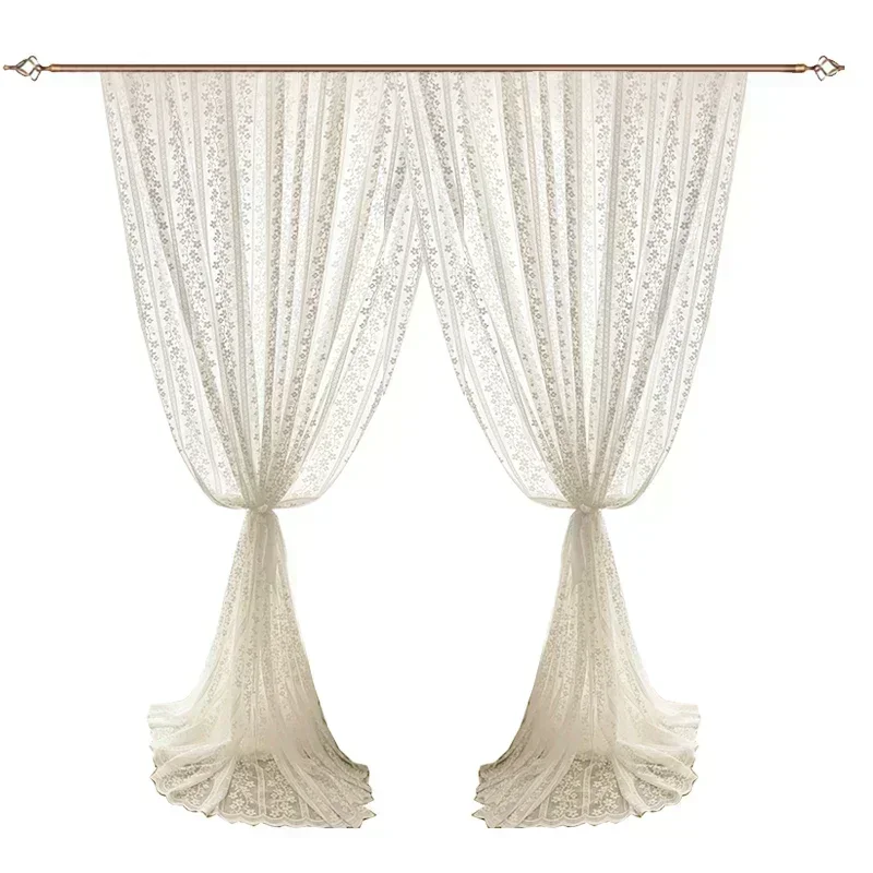 American Curtains for Living Dining Room Bedroom Nordic Tulle Curtains White Lace Tulle Curtains Finished Product Customization