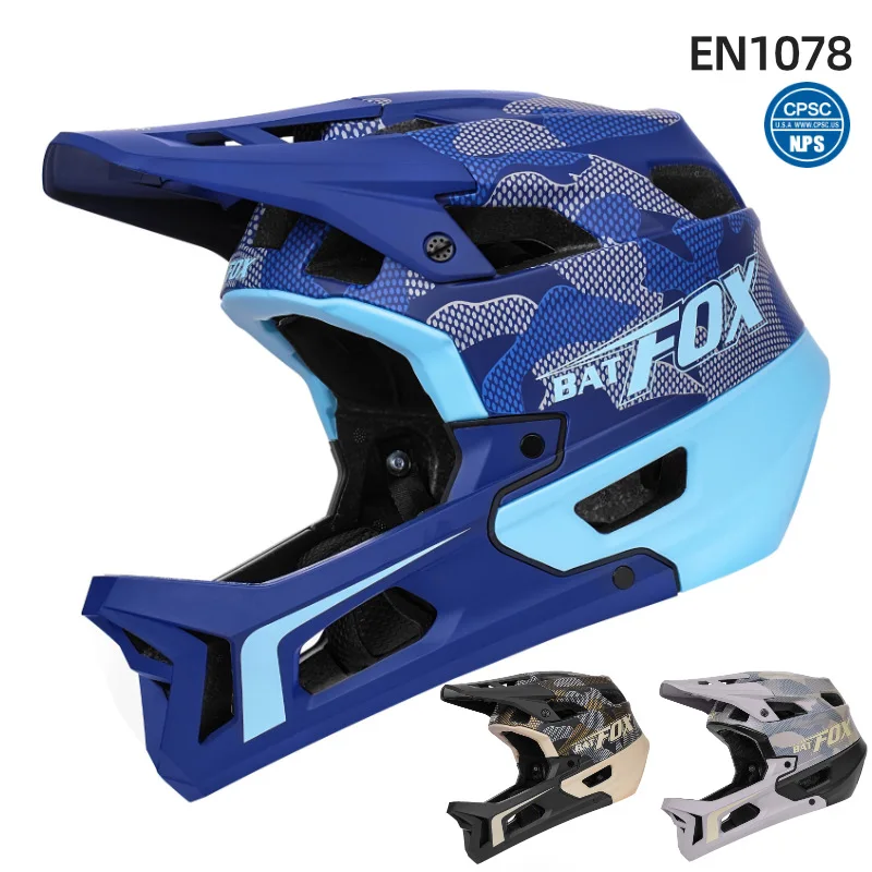 

Adult Downhill Off-road Integrated Drop Protection Head Blackout Brim Full Cover Helmet