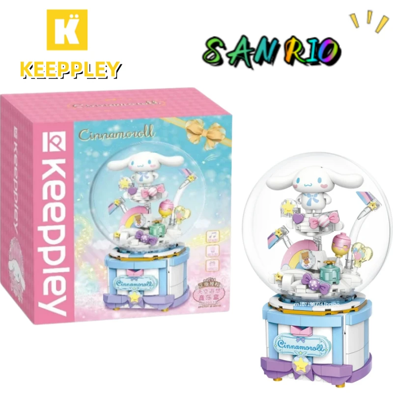 

Keeppley Sanrio Series Wishing Christmas Music Box Building Blocks Cinnamoroll Model Crystal Ball Splicing Toy Christmas Gift