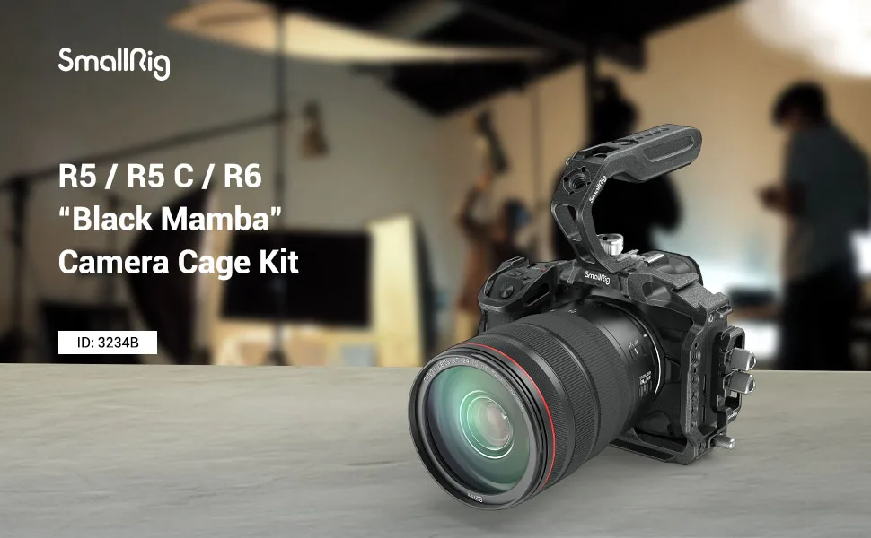 SmallRig Kamera Käfig für Canon EOS R5/EOS R5 C /EOS R6 Spiegellose Kamera EOS R5 /R5 C /R6 Aluminium Legierung “Schwarz Mamba” Volle Käfig – Detail 1