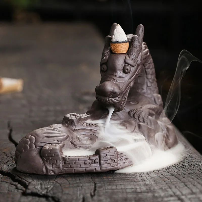 1pc Dragon Backflow Incense Burner Ceramic Incense Holder for Home Decor Aromatherapy Relaxation Gifts for Home Office Ornaments