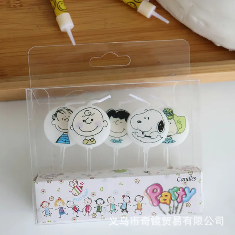 

5Pcs Anime Peanuts Snoopy Charlie Lucy Birthday Candle Creative Styling Cartoon Candles Cute Girls Toys Birthday Gift For Kids