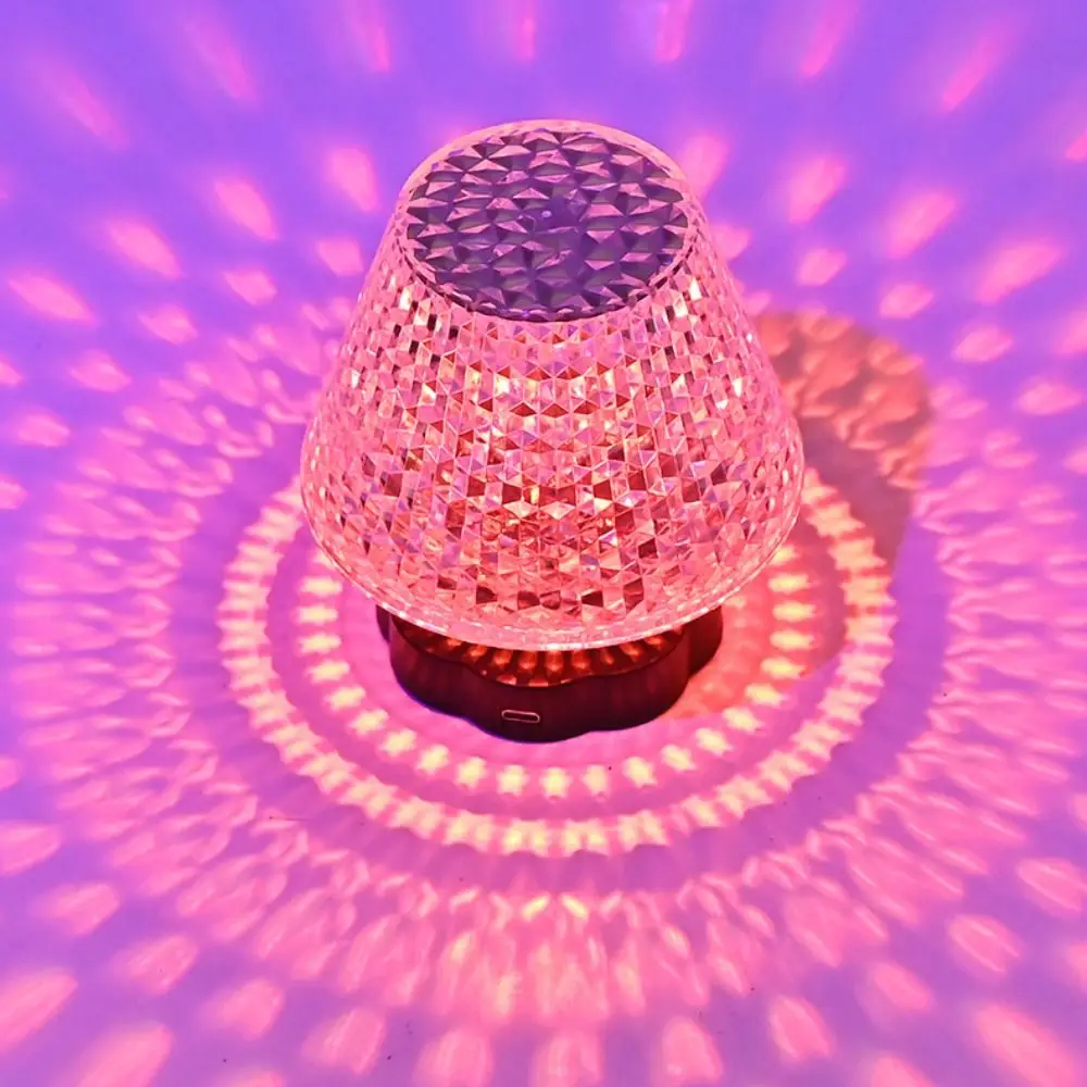 

Plug-in/USB Charging LED Crystal Table Lamp Acrylic 3/16 Color Projection Atmosphere Lamp Dimmable Creative Bedside Lamp