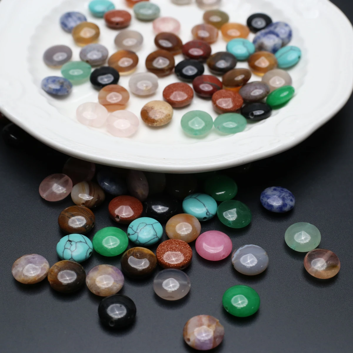 

10pc Natural Stone Beads Round Red Agates Rose Quartz Spacer Bead for Jewelry Making Diy Women Bracelet Necklace Accessories