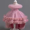 Shiny Toddler Little Girls Ruffled High-Low Wedding Flower Girl Birthday Party Graduation Ceremony Pageant Holiday Easter Dress 1