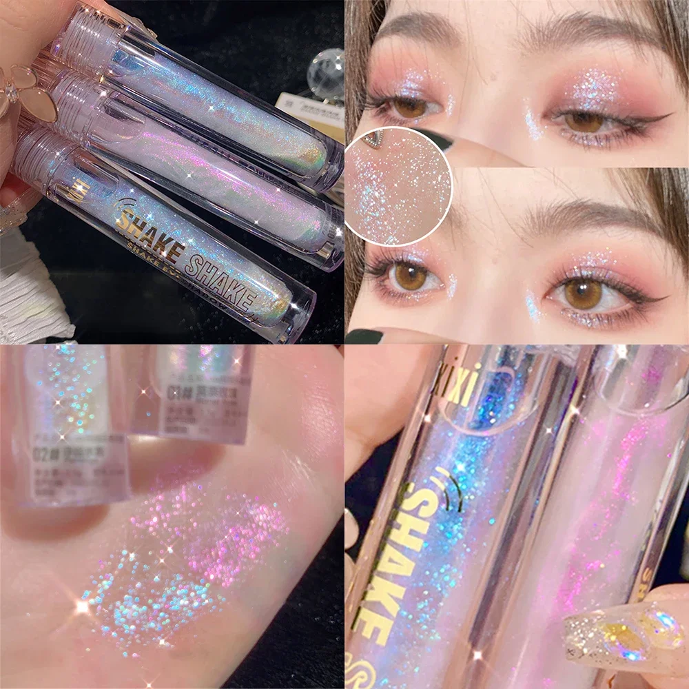 Glitter Highlighter Liquid Eye Shadow Eyeliner Durable Waterproof Pearl Shiny Shake Liquid High Gloss Brighten Silkworm Makeup Liquid Eyeliner Liquid Eyeshadow Eyeshadow Eyeliner