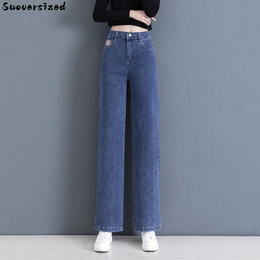 

Blue Classic High Waist Baggy Jeans Wide Leg Denim Pants Vintage Straight Trouser Women Casual Vaquero Korean Fashion Pantalones