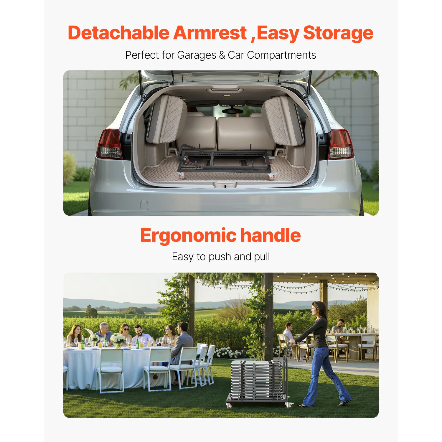 Metal Folding Chair Storage Dolly Cart for 25 Chairs