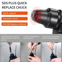Podofo Perceuse à percussion rotative sans fil sans balais 26 mm 21 V Perceuse à percussion électrique 360 °   Outils électriques à rotation d'amortissement avec 2 batteries 2