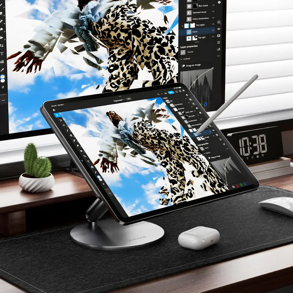 Support Magnétique IPad Pro 13 M4 (2024) - Bras Réglable 360°, Charge Rapide 18W, Aluminium