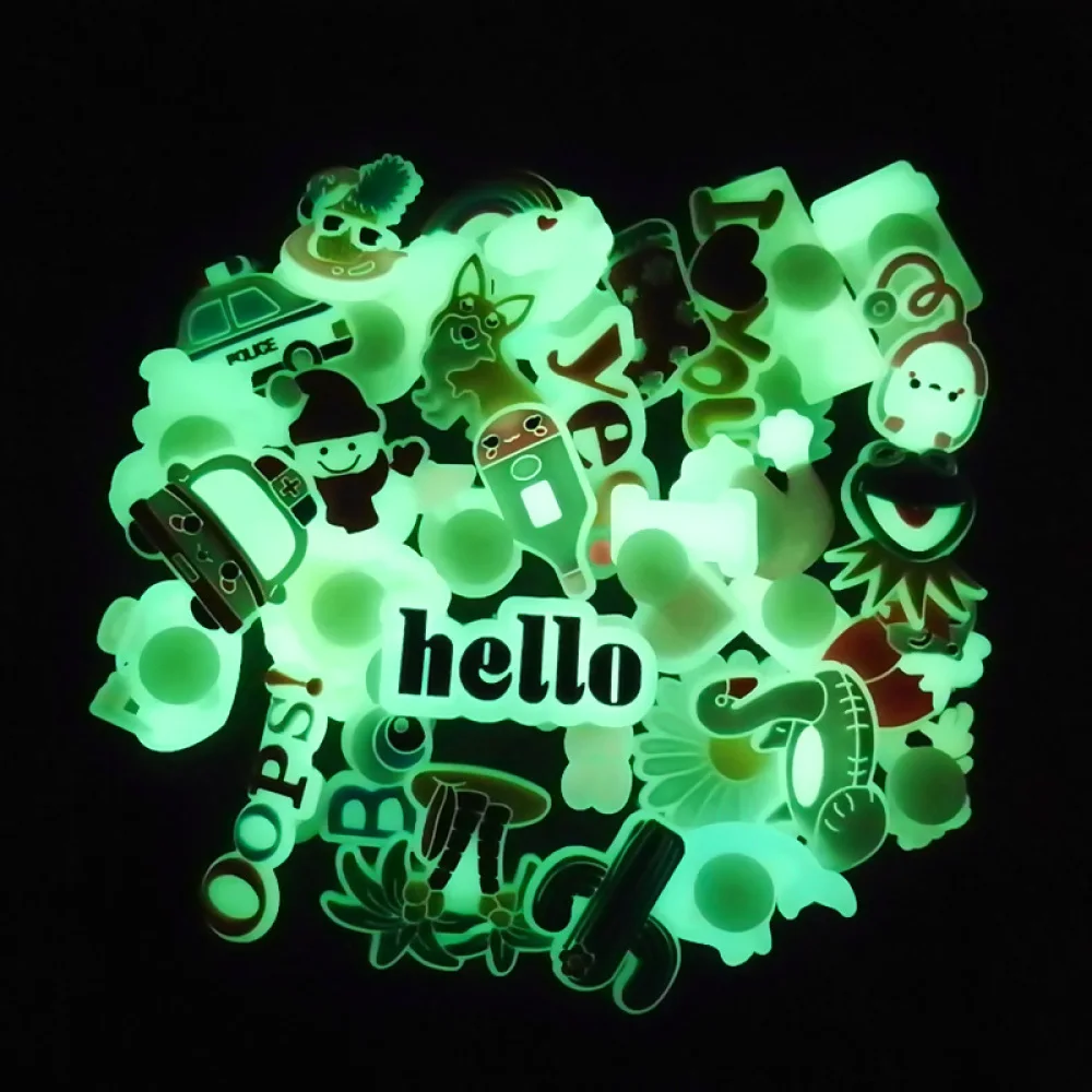 1pcs Glowing Shoes Charms Pin Clogs Glow in the Dark for Croc Charms Luminous Sneakers Decoration Fluorescence Accessories Set