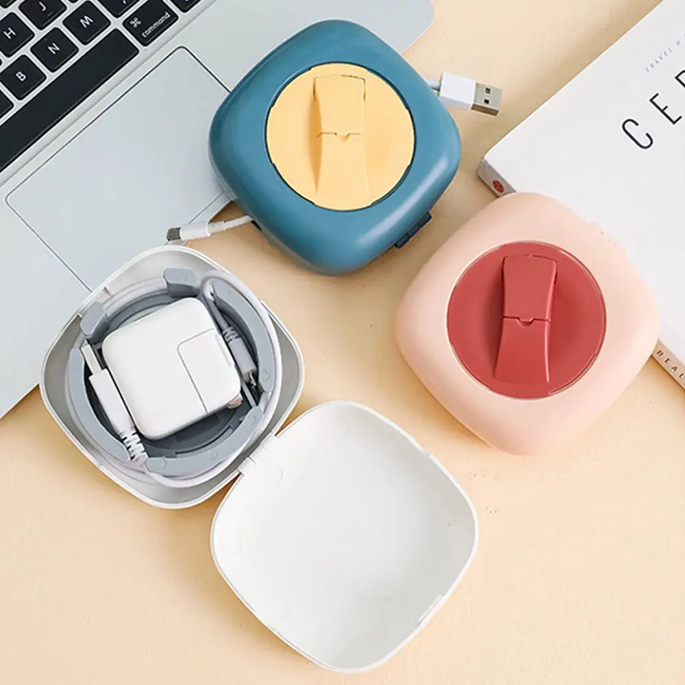

Portable Rotating Plastic Earphone Wire Cable Winder Box Cable Organizer Cord Storage Case Phone Holder