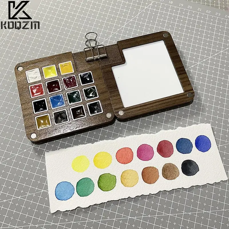 Watercolor Palette Travel Watercolor Mixing Tray Wooden Watercolor Palette Empty Watercolor