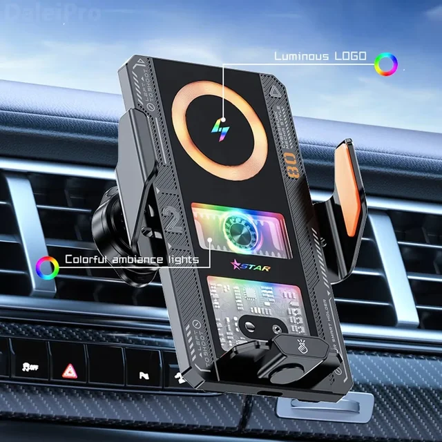Car Smart Sensing Automatic Clamping Mounts for Samsung IPhone Xiaomi Phone Holder Wireless Charger Mounts 15W/66W Fast Charging 1