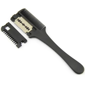 1Pcs Portable Detachable Double-edged Black Handle Shaver with Bangs Thinning Comb Professional Hair Salon Styling Accessories 2