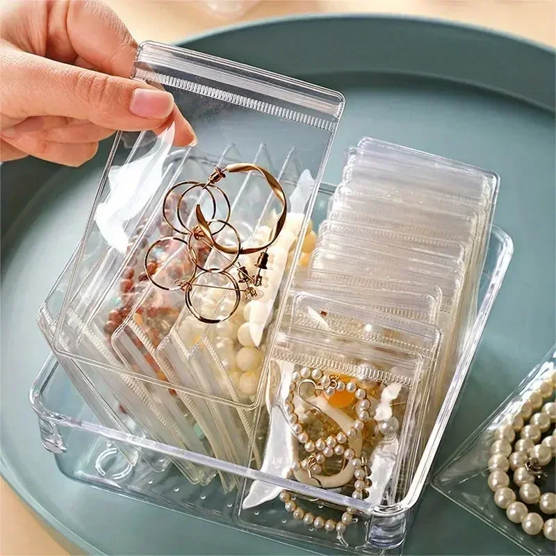 PVC Sealing Jewelry Zip Lock Bags 10/20/50/100pcs Reclosable Thick Transparent Ziplock Gift Packaging Storage Pouches