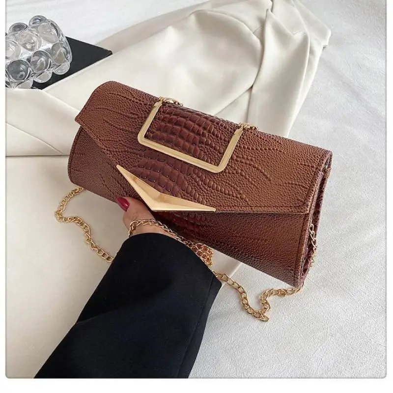 2023 New High Quality Women's Bag with Crocodile Pattern Portable Small Square Bag Chain Strap Single Shoulder Bag Crossbody Bag