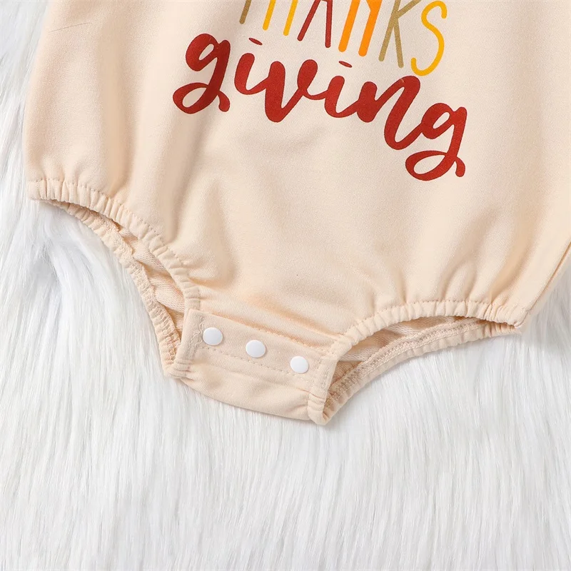 

Newborn Baby Boy Girl Thanksgiving Clothes Turkey Sweatshirt Romper Oversized Long Sleeve Bodysuit Fall Outfit